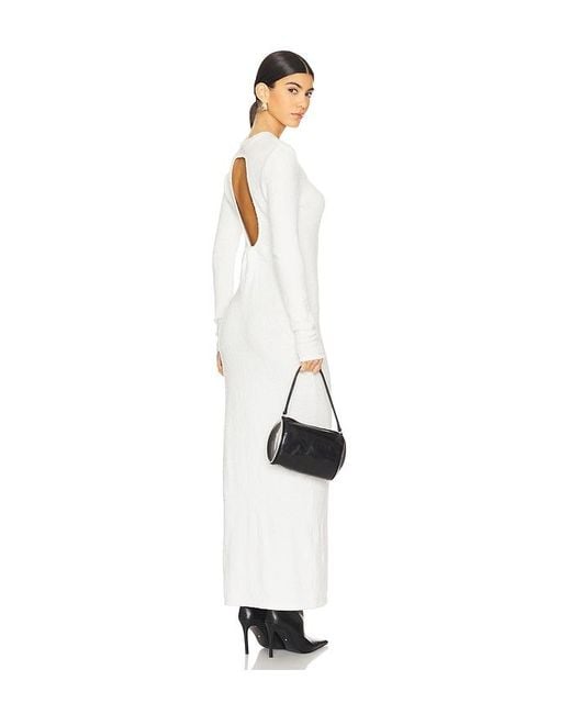 Lamarque White Knit Open Back Maxi Dress