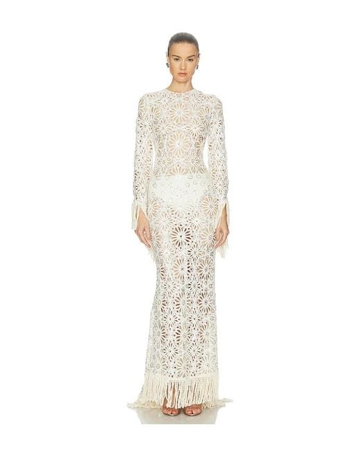 Bronx and Banco White Mia Crochet Maxi Dress