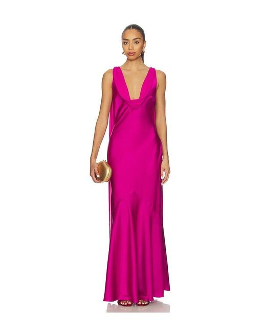 Runaway the Label Gabriella Cowl Maxi Dress in Pink | Lyst