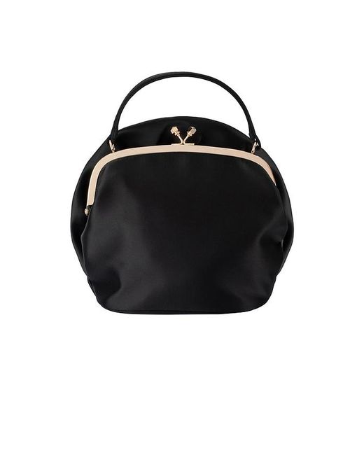 Olga Berg Black Rosita Rosette Frame Bag
