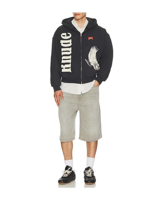 Rhude Blue Eagle Pass Zip-Up Hoodie for men