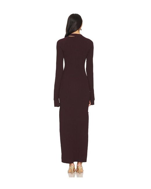 Nicholas Purple Ribbed Knit Gold-Bead Midi Dress