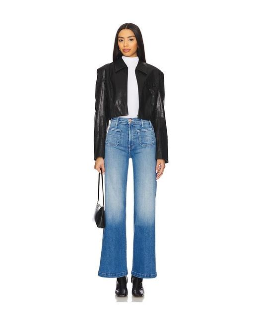 Mother Blue The Hustler Roller Patch Pocket Sneak Jeans