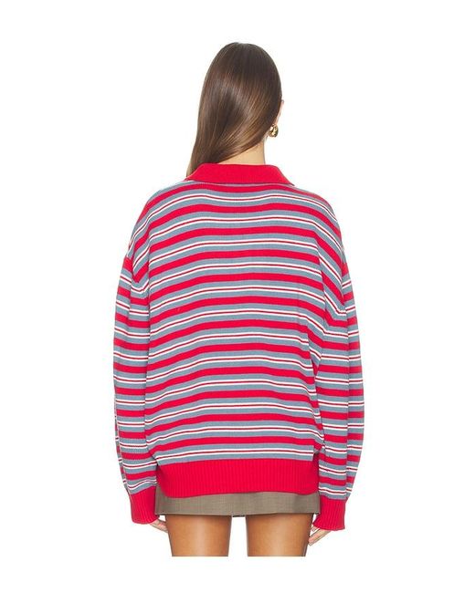 WeWoreWhat Red Henley Pull Over Sweatshirt