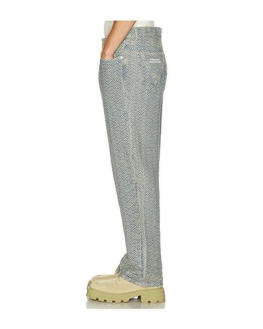 Ryoko Rain Green Seigaiha Jacquard Denim Jeans for men