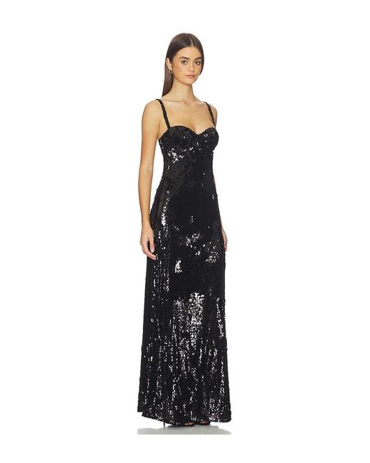 L'Agence Black Sayla Bias Cut Maxi Dress