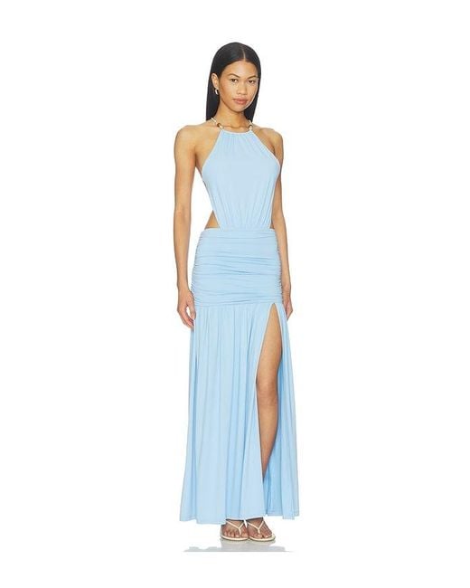 Runaway the Label Blue Imelda High Neck Maxi Dress