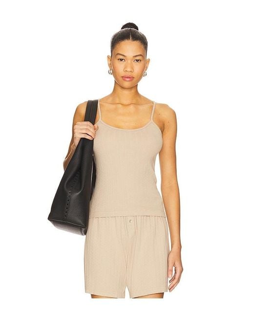 DONNI. Natural Pointelle Cami Tank Top