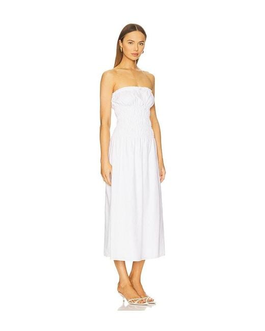 Onia White Air Linen Smocked Maxi Dress