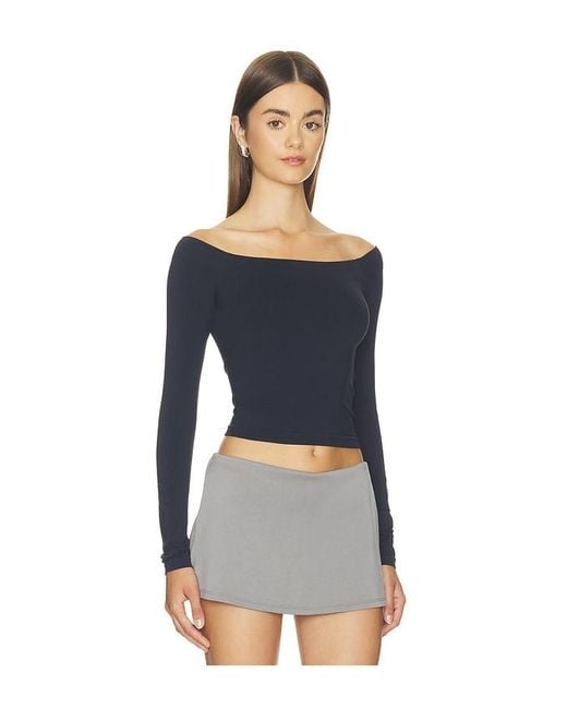 Free People Blue X Intimately Round Two Off The Shoulder Top