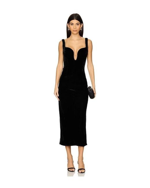 Bardot Black Brooklyn Velour Midi Dress