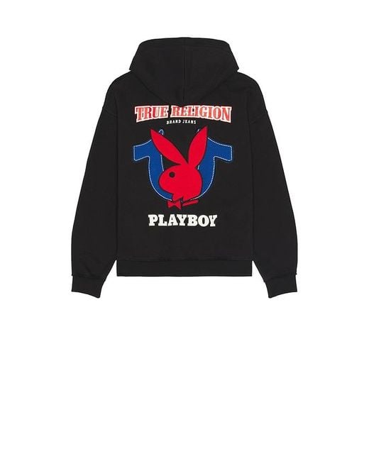 True Religion Black X Playboy Fleece Zip Up Hoodie for men