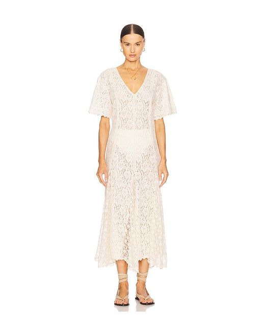 Spell White Lux Lisbon Lace Handkerchief Dress
