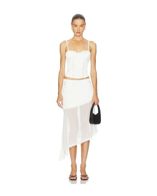 Runaway the Label White Emberly Midi Flounce Skirt