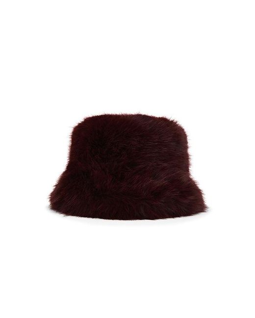 Jocelyn Red Oversized Faux Fur Bucket Hat