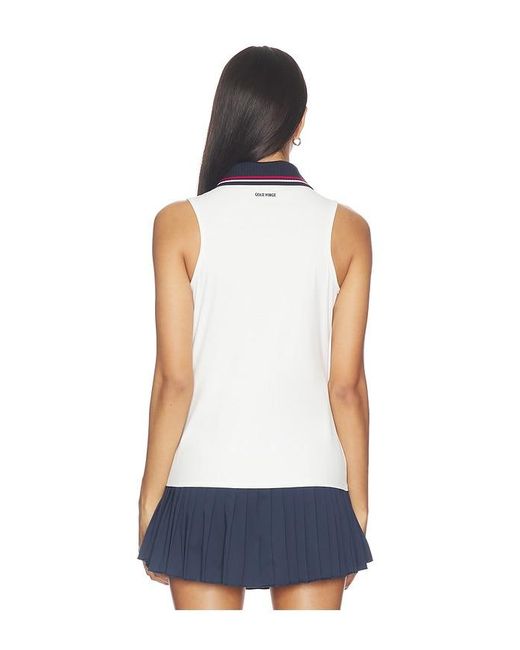 Gold Hinge White Zipper Polo Tank Top