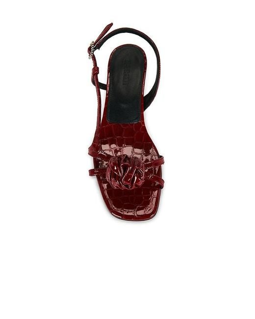 ROTATE BIRGER CHRISTENSEN Brown Mid Heel Knot Patent Croc Strappy Sandal