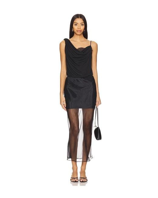 Line & Dot Black Denman Midi Skirt