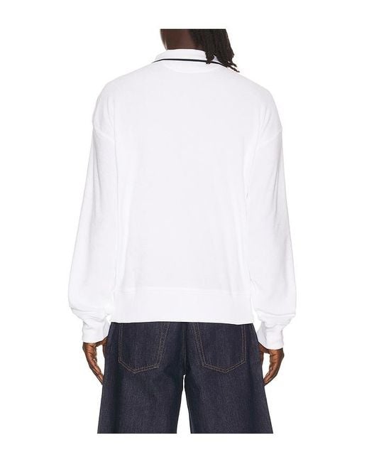 Polo Ralph Lauren White Lightweight Terry Tennis Logo Polo Sweatshirt for men