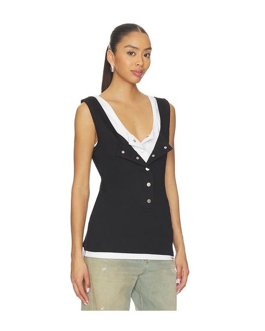 Markgong Black Layered Open-Collared Vest