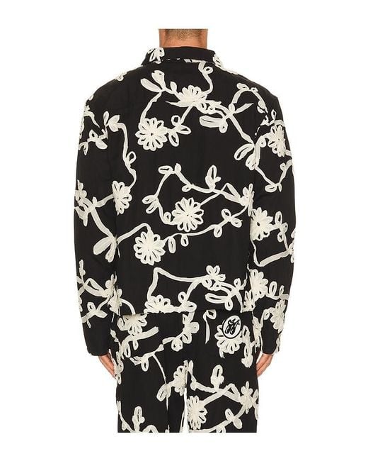 Honor The Gift Black Floral Ribbon Button Up for men