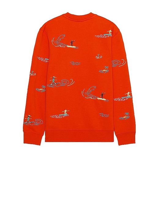 Scotch & Soda Orange Allover Embroidery Sweatshirt for men