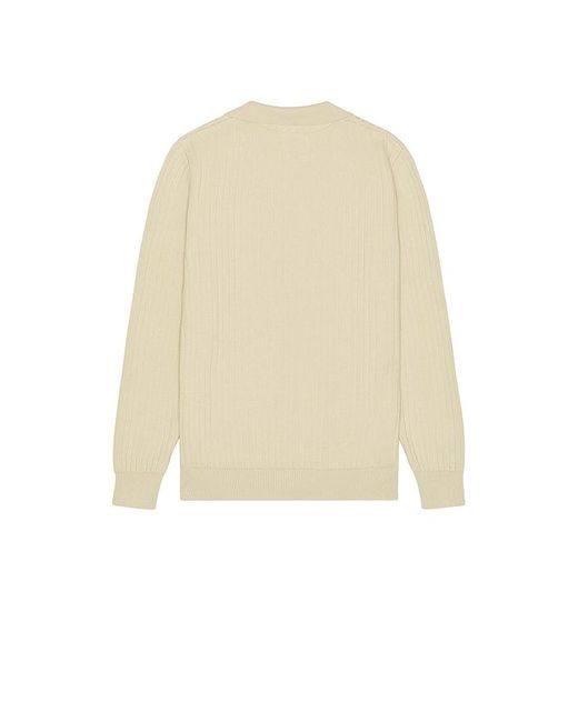 Far Afield Natural Clifford Knitted Ribbed Polo for men