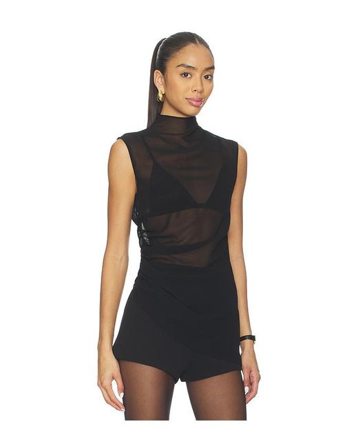 LAPOINTE Black Oberteil Mock Neck Ruched