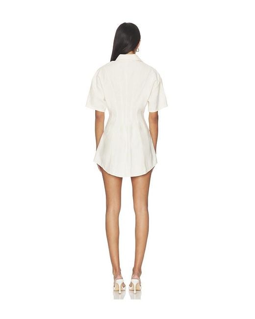 ALL THE WAYS White Charitie Short Sleeve Button Up Mini Dress