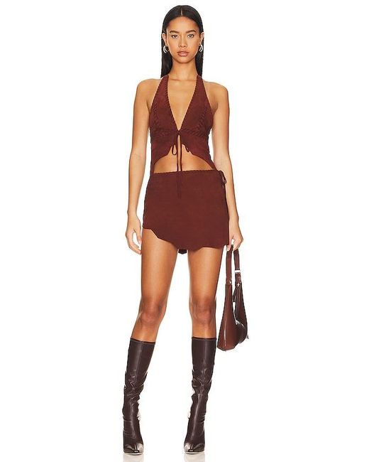 Lovers + Friends Red Suede Leather Top