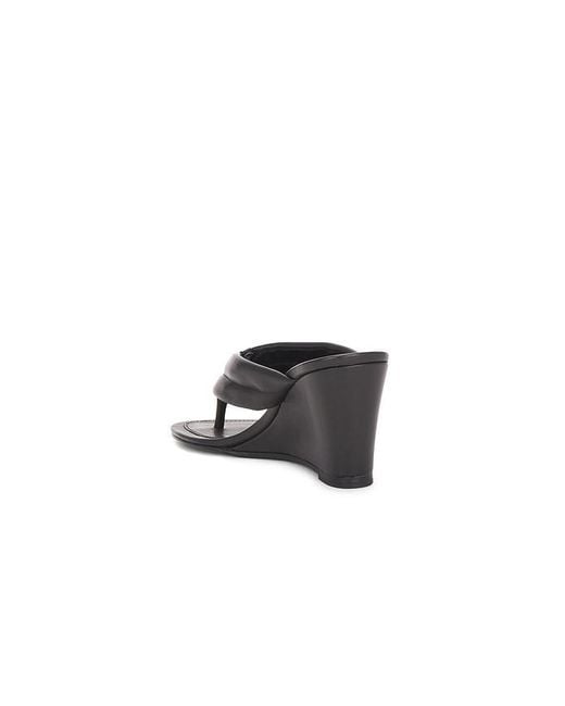 St. Agni Black Stitch Detail Thong Wedge Sandal