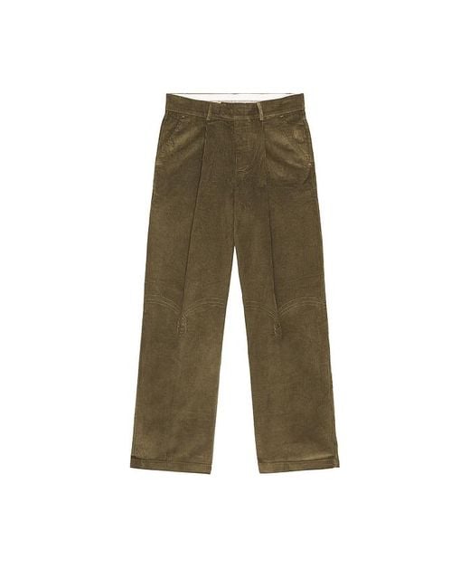 House Of Sunny Green Wide Leg Pleated Cord Trousers for men