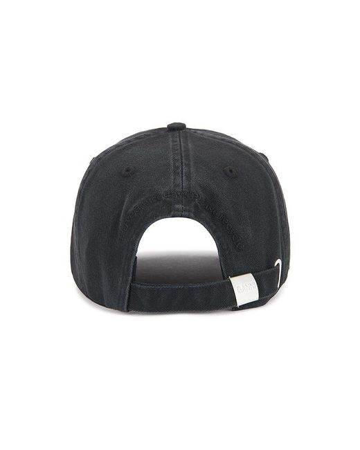 Ganni Black Washed Canvas Cap