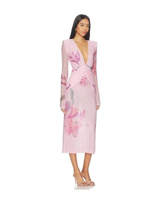 PATBO Pink Honey Flower Tulle Midi Dress