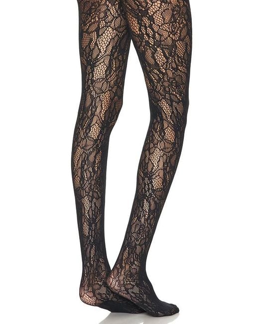 Wolford Black Floral Net Tights