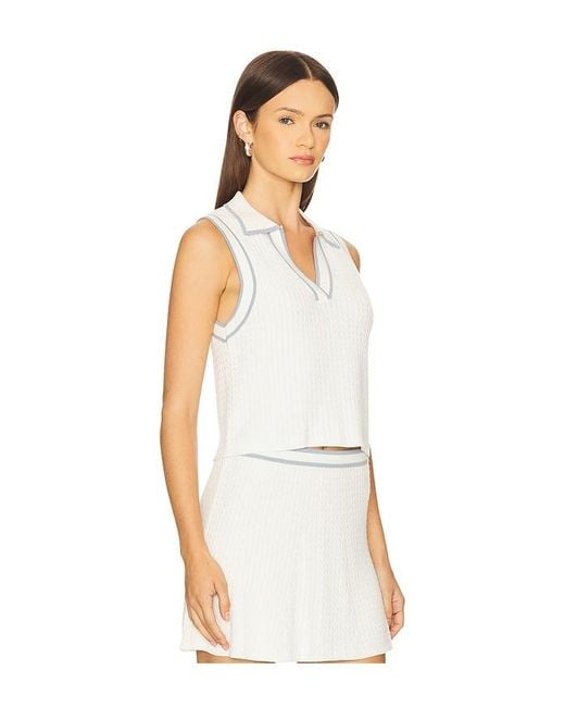 Lovers + Friends White Pheby Cable Polo Vest