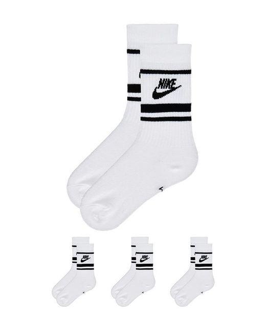 Nike White 3 Pack Crew Socks for men