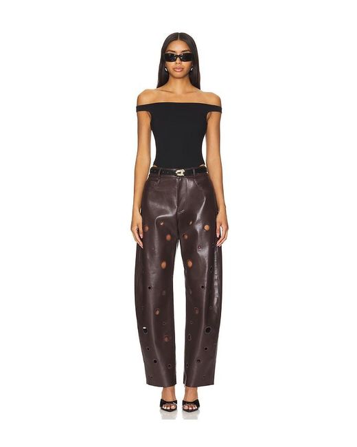 Lamarque Multicolor Perforated Leather Straight-Leg Pants