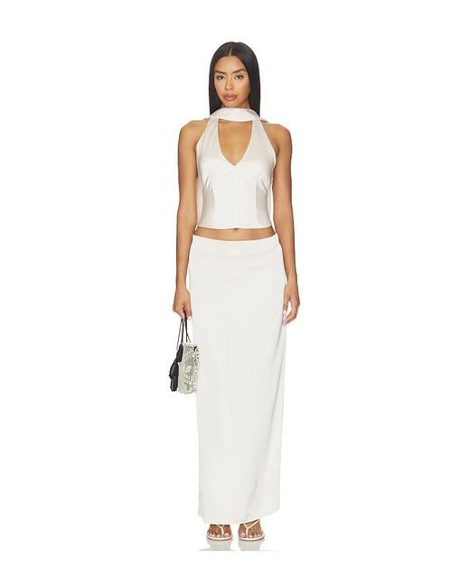 Lioness White Front Row Maxi Skirt