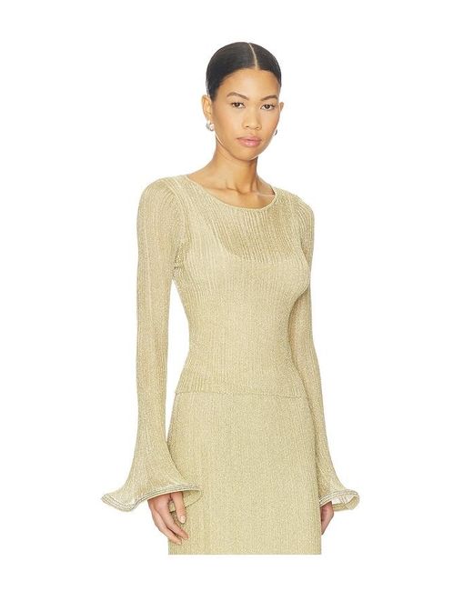 Jonathan Simkhai Natural Maebry Long Sleeve Crewneck Top