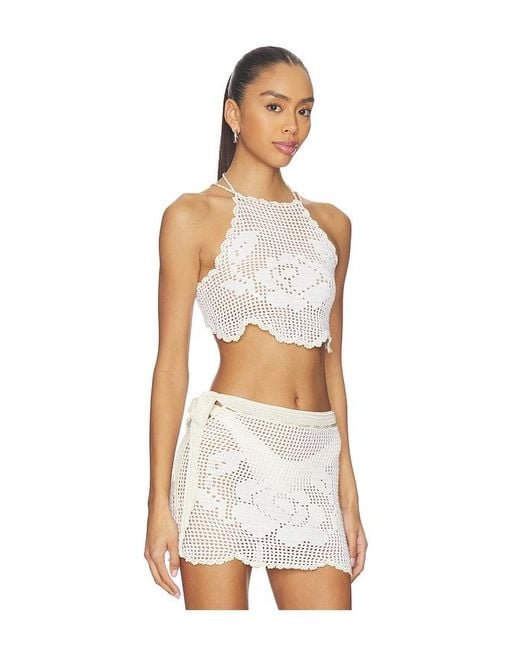 MY BEACHY SIDE White Isla Hand-Crocheted Top