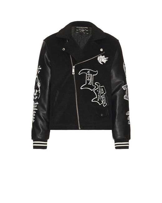 True Religion Black Property Of None Biker Jacket for men