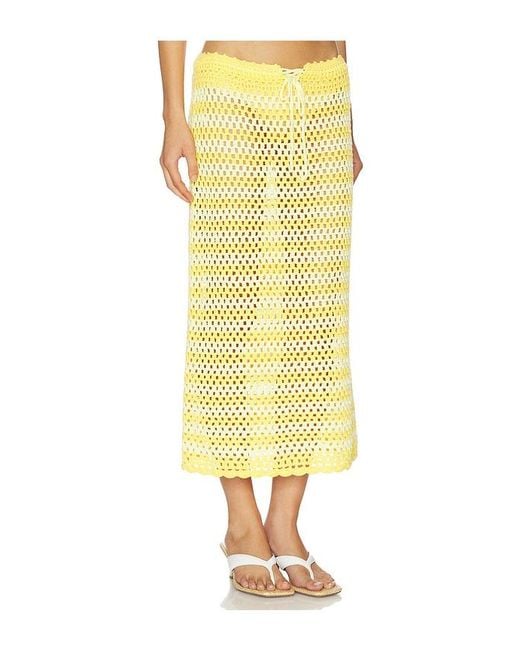 Jonathan Simkhai Yellow Welles Crochet Midi Skirt
