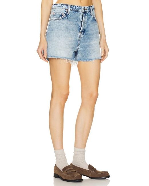 GRLFRND Blue Kady Low Rise Relaxed Boyfriend Short