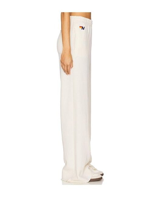 Aviator Nation White Rugby Stitch Wide Leg Pocket Sweatpant