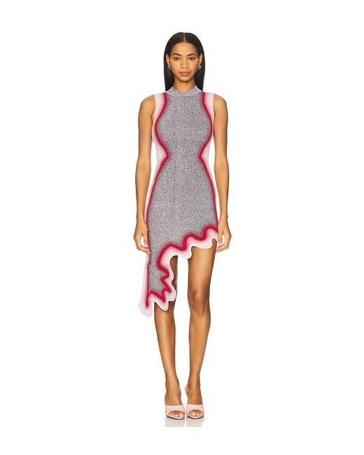 Ph5 Red Hailey Reflective Wavy Dress