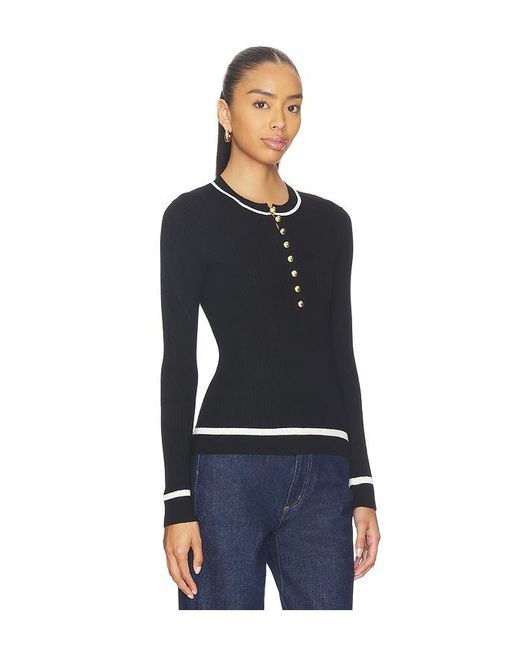 Rag & Bone Black Kassy Rib Henley Top