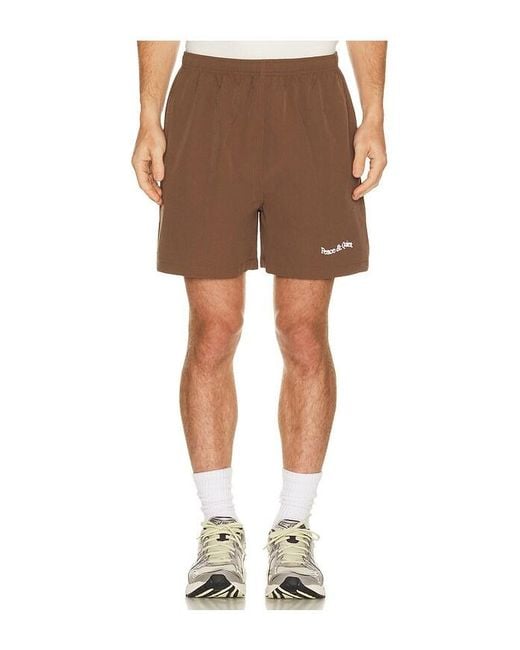 Museum of Peace & Quiet Brown Wordmark Seersucker Shorts for men
