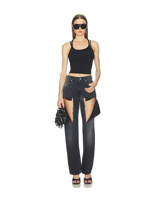 Area Black Hotfix Thigh Slash Jean
