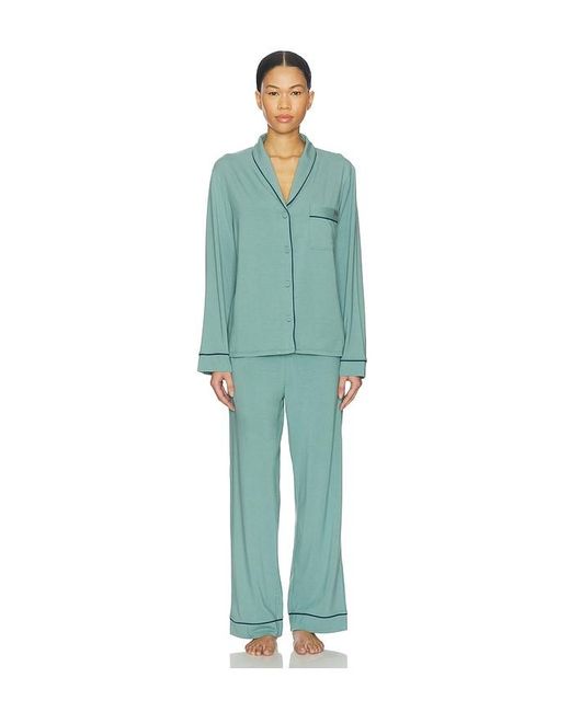 Lunya Green Slumberknit Button Down Pant Set